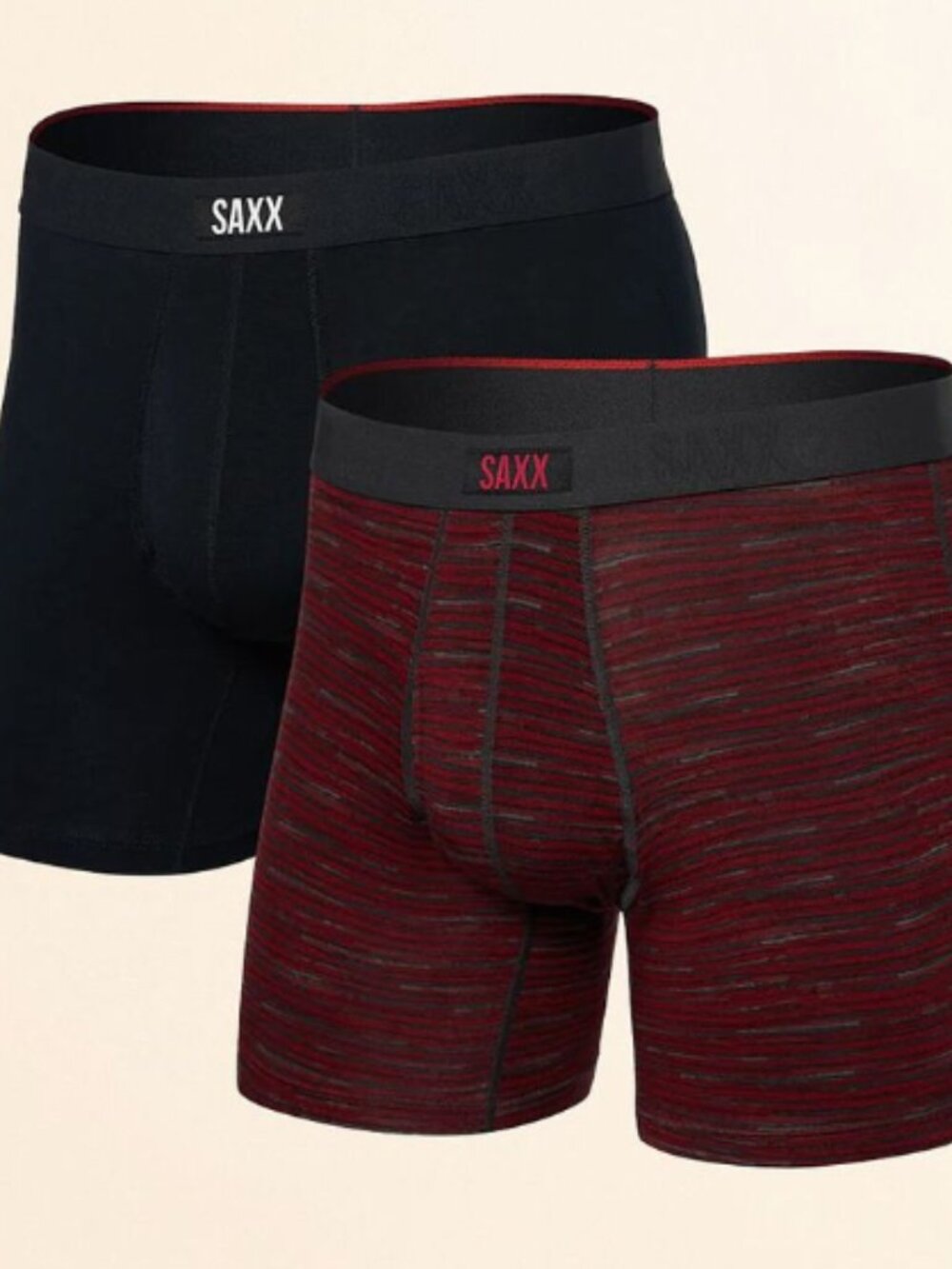 NWT - Saxx Vibe Xtra Boxer Brief - Spacedye Stripe / Black - 2 Pack - Medium